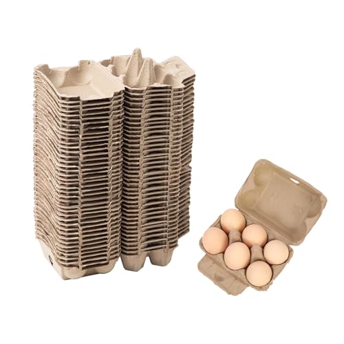40 Pack Egg Cartons Bulk, 2x3 Style Reusable Empty Natural Paper Pulp Egg Cartons, Sturdy Design Egg Holder Containers for Fresh Chicken Eggs