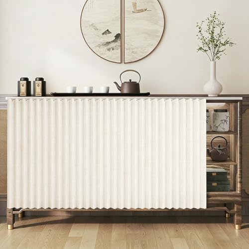 GJPXFR Kitchen Cabinet Curtain Dishwasher Curtains for Shelves Under The Sink Skirt Privacy Closet Curtain Dust Proof for Kitchen Storage Room Bathroom(Beige,80x50cm)