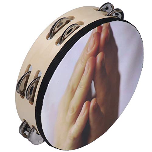 Handbell Tambourine Clap Drum Row Jingle Double Layer Percussion Instrument 8 Inch(Prayer) #TOP2