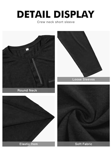 NITAGUT Mens Long Sleeve Henley Shirts Slim Fit Cotton T-Shirt with Pocket — view 6