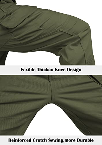 Susclude Men's Cargo Work Pants Cotton Ripstop Military Tactical Pants Loose Fit Lightweight Hiking Pants For Men With Pockets Army Green34*30 #TOP5