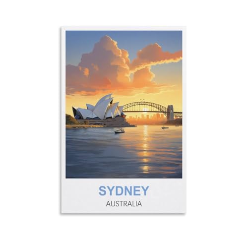 WGMDOEE Poster de voyage vintage Sydney Australie - 20 x 30 cm - Décoration murale pour salon