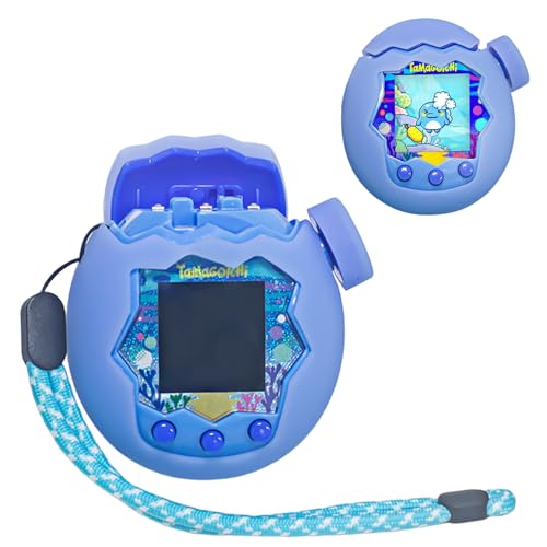 Tamagotchi Paradise(たまごっちパラダイス)用 ケース カバー 分離式 柔らかい シリコン製 保護ケース かわいい 子供向き 指紋防止 防水 保護 耐衝撃 ギス防止 耐久性 ハンドストラップ付き(ブルー)