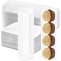 DEAYOU 50 PCS Clear Favor Boxes, Small Transparent Candy Gift Box, Plastic Rectangle Chocolate Packaging Box with Insert for Truffle, Mini Macaron, Wedding, Party, Gift Wrapping, 6.2\" x 1.4\" x 1.3\"