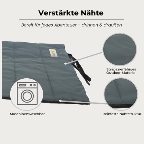 EpicRove Hundedecke für unterwegs wasserdicht – rutschfeste Hundematte 110×68 cm, waschbar Hundebett – Outdoor, Reise & Auto‑Kofferraum Komfortkissen für Hunde & Katzen (Grau)