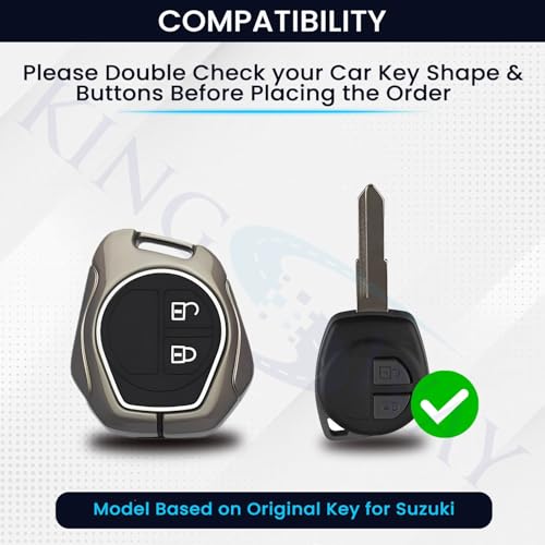 Image of KINGSWAY Maruti Suzuki Car Key Cover and Keychain Perfect Shape and Compatible with 2 Buttons Smart Key of All Maruti Suzuki Cars, Remote Key Shell, Car Key Chain Cover, 360 Protection, Gunmetal Grey