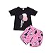 Produktbild Tyoby Mädchen Eiscreme Kurzarm T-Shirt + Puppy Print Shorts Zweiteiler,Sommer Erfrischend Baby Anzug(Schwarz,120)