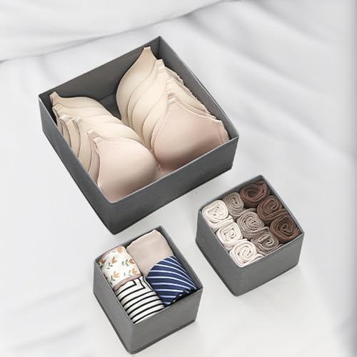 Miniatura 4 de Paquete De 3 Organizadores Plegables De Cajones Para Ropa, Organizador De Tocador No Tejido 1 Grande 2 Pequeño Contenedores De Almacenamiento Para Ropa Interior, Calcetines Y Brasieres Con