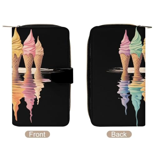 Melting Ice Cream Cones Women's Wallets Leather Fold Clutch Wallet Credit Card Holder Ladies Travel Purse3
