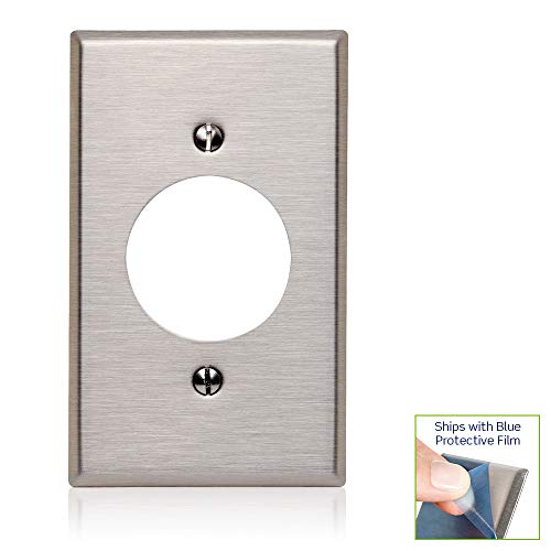 Leviton 84020-40 1-Gang Locking 1.60 Inch Dia. Device Receptacle Wallplate, Standard Size, Device Mount, Stainless Steel