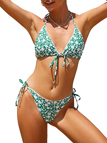 Image of Bikinis Swimsuit Set for Women Swimwear Triangle Bathing Suit Tie String Thong