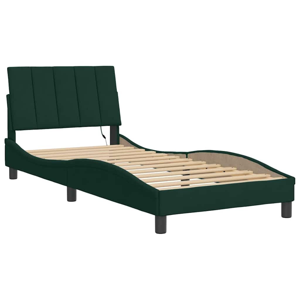 Cama de terciopelo LED, 90 x 200 cm, con forma de onda, para jóvenes y invitados, marco de madera de metal, montaje
