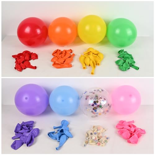 Image of Red Yellow Blue Green Balloons, Rainbow Colorful Birthday Balloons