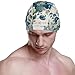 susiyo Blue White Flowers in Vase Mens Swim Caps Polyester Swimming Hat for Adult and Youth