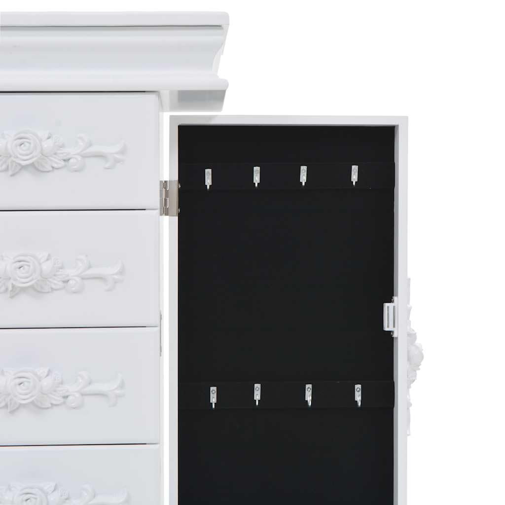 Générique Armadio per gioielli su gambe Bianco MDF | Quattro Piedi In Legno Di Pino, Facile Da Montare, Per Orecchini E Collane
