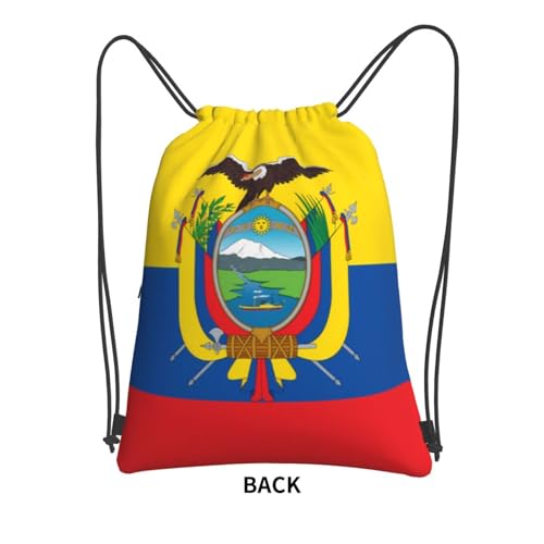 Flag Of Ecuador Drawstring Zipper Backpack - Versatile, Durable, And Stylish Design For Everyday Use2