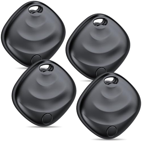 Hoxe Nuovo [Apple MFi Certified] Tracker Tags 4 Pezzi, Localizzatore GPS Tracker Compatibile con Apple Dov'è (Solo iOS), Trova Chiavi per Bagagli/Borse/Portafogli/Zaini, Batteria Sostituibile