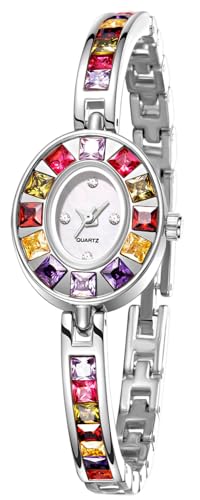 Montre vintage ovale femme en cristal coloré pour le quotidien