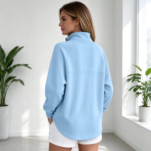 Womens Quarter Zip Sweatshirt Cozy Drop Shoulder Mockneck Fleece Pullover - image 5