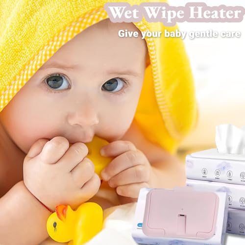 Baby Wipe Warmer, Constant Temperature Evenly Heating Portable USB Wet Wipe Heater for Babies Portable Wipe Warmer (Pinkish)