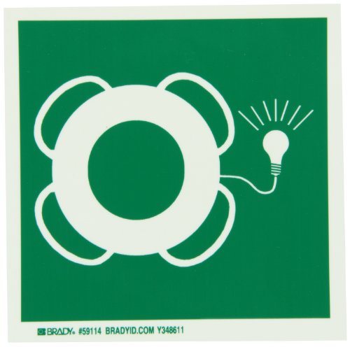 Panneau d'évacuation autocollant bouée de sauvetage Brady Glo 15x15 cm