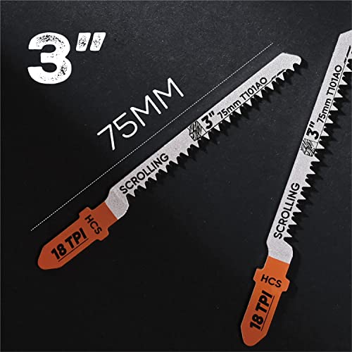 Augtouf 10 Pcs T-Shank Jigsaw Blades Set, Jig Saw Blades For Cutting Wood - 3 Inches, 18 Tpi #TOP1