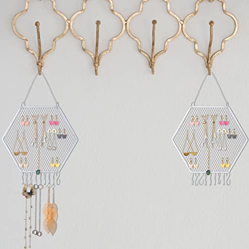 Support mural boucles d'oreilles grille diamant hexagone pour collier
