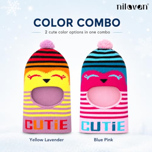 Image of Nilavan Unisex Woolen Monkey Caps for Babies (Pack of 2) | Soft Knitted Balaclava Winter Caps with Ear & Neck Coverage | Cute Face Muffler Cap for Newborn, Infants & Toddlers