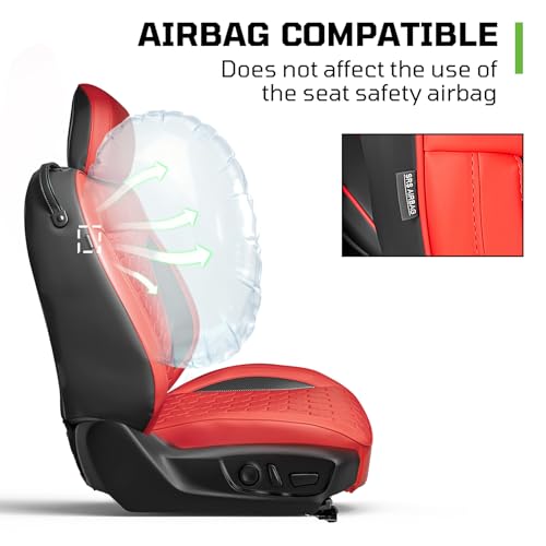 Image of Custom Leather Car Seat Covers for Ford Mustang 2015-2023 Coupe, Black /Red