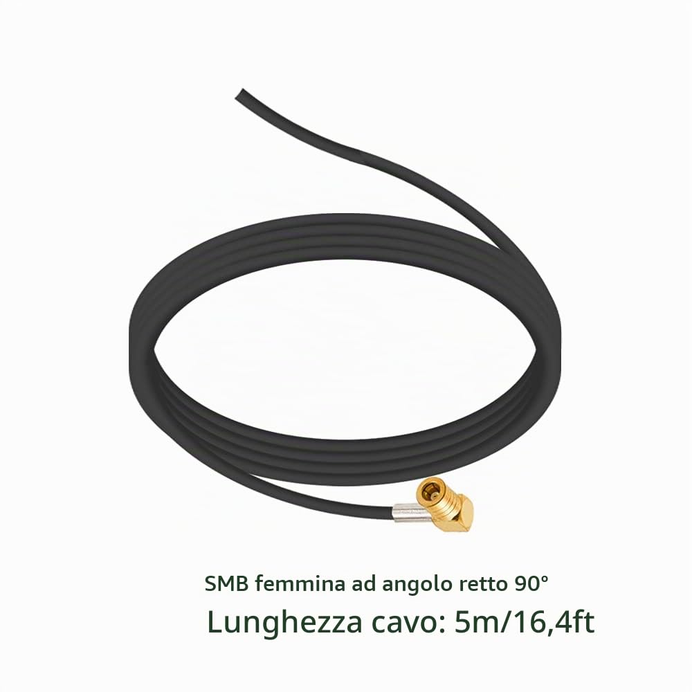 Vecys DAB FM/AM Antenna GPS per Auto Pinna di Squalo Antenna Autoradio Amplificatore di Segnale da SMA a SMB a Spina DIN Tetto Auto 5m Cavo RG174 per Auto Veicolo Radio FM/AM Digitale