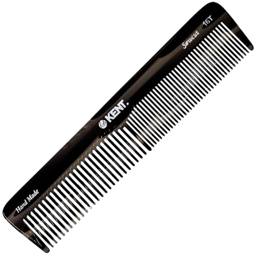 Kent 16T Black Graphite Fine and Wide Tooth for Daily Grooming,Handmade Styling Comb for All Hair Types,Wet or Dry Hair Detangling Comb for Men and Women,Saw Cut Hand Polished,Made in England