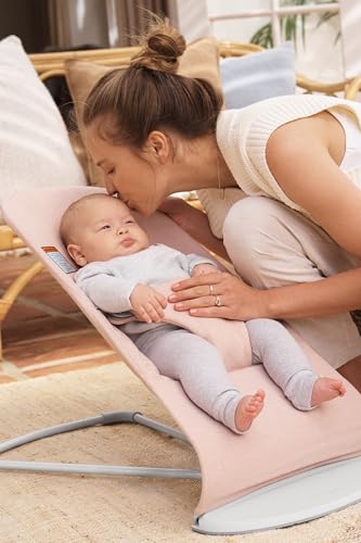 Image of BabyBjorn Bouncer Bliss, Light Pink, Woven Melange | 2-in-1 Adjustable Baby Bouncer Seat and Toddler Chair, Newborn to Toddler (8-29 lbs), 4 Positions, Lightweight & Portable