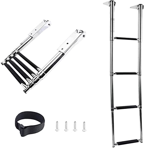 Escalera plegable para piscina 4 escalones acero inoxidable miniatura 1