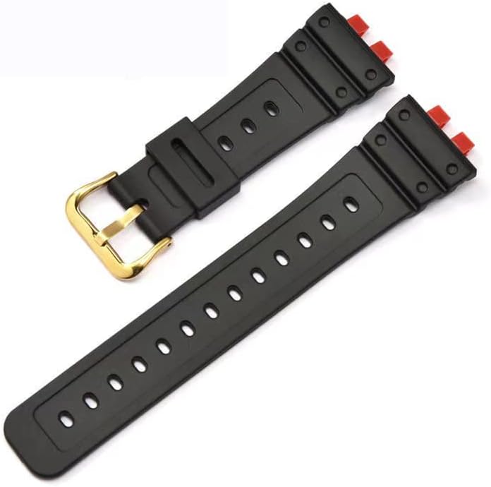 Resin Strap for GMW-B5000 with Stainless Steel Hoop Black Waterproof Rubber Replacement Bracelet