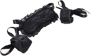 Lace Sleep Mask Night Eye Mask with Black Lace Handcuffs Sexy Adult Arm Warmers for Men Women