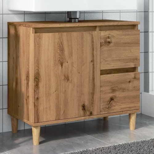 BOWEKAM Home & Garden- Mueble de fregadero de roble artesanal de 65 x 33 x 60 cm, elección de muebles de madera