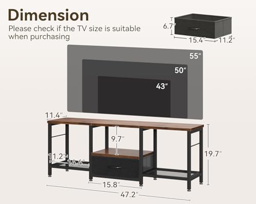 Casaottima 47″ TV Stand with Open Storage Shelves - Image 4