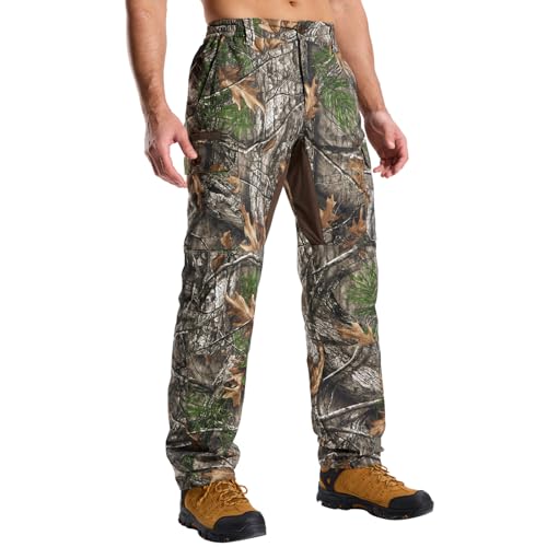 LOOGU Camo Hunting Pants for Men Water-Resistant Quiet & Matte Turkey Hunting Camo Pants for Men with 6 Pockets 30W x 30L Loogu Super Tree Camo-thin-01