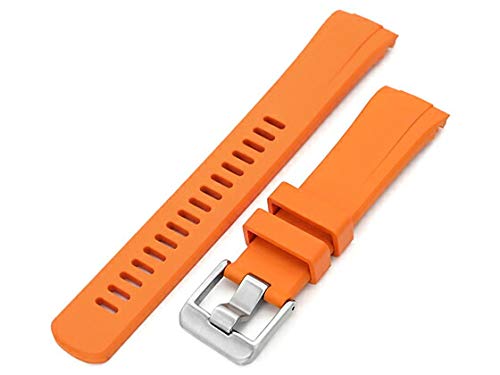 Amazon.co.jp: 22mm 時計ベルト NBRラバー オレンジ カーブド