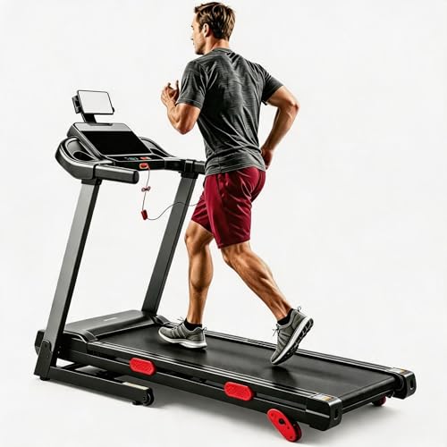 Image of 3.75P Folding Treadmill with Incline, 300 lbs Capacity, Bluetooth & Heart Rate Sensor, Space-Saving Design, Heavy-Duty