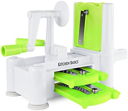 Kitchen Basics Tri-Blade Plastic Spiral Vegetable Slicer, White/Green