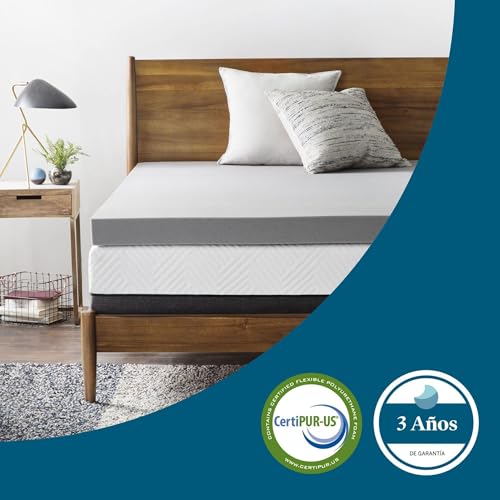 LUCID Sobrecolchon viscoelastico 160x200 cm | Con partículas de Carbón de Bambú | Grosor 10 cm |Topper para colchon - imagen 6