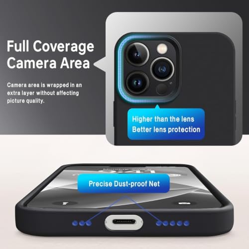 Image of DIZORO Compatible for iPhone 16 Pro Case 6.3, Slim Liquid Silicone 3 Layers Full Covered Soft Gel Rubber Phone Case Protective Cover 6.3 Inch - Black