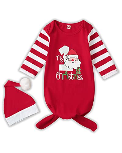 Image of NZRVAWS Knotted Gown Baby Newborn Cotton Nightgown Long Sleeve Stripe Baby Sleeper Hospital Gown Baby Boy Coming Home Outfits