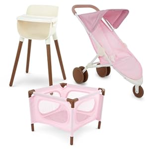 LullaBaby – 14-inch Baby Doll Accessory Bundle – Nursery Care Set – High Chair, Playpen & Jogger Stroller – Pretend Play Toys – Kids Ages 2 & Up – Baby Doll Nursery Playset