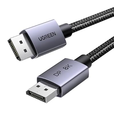 UGREEN VESA 8K DisplayPort 1.4 Cable 6.6FT DP Cable Supports 8K@60Hz 4K@240Hz 32.4Gbps, HDR, HDCP, DSC 1.2a, FreeSync, G-Sync, Display Port Cord Alu Braided Compatible Monitor, Graphics, PC, HDTV