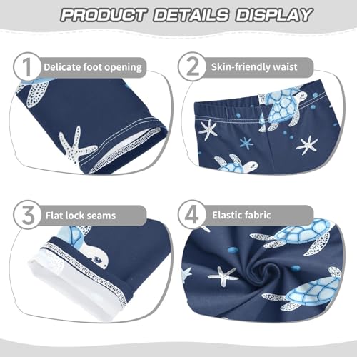 White Blue Turtles Girls' Leggings Toddler Doodles Kids Yoga Pants Dance Active Tights 4T3