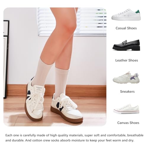 Image of Crew Socks for Women Soft Thin Cotton Socks Casual Athletic Ankle Calf Socks Girls 6 Pairs (5-9 Size)