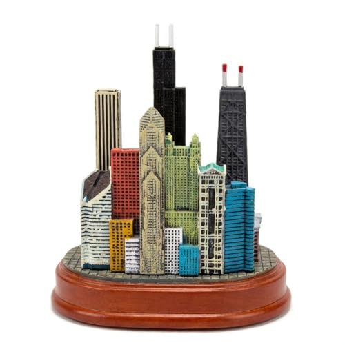 Estatua Miniatura Skyline Chicago en Resina Multicolor miniatura 3