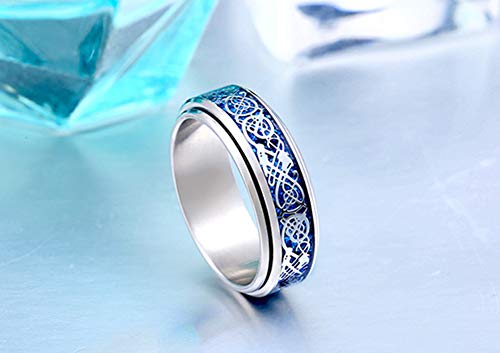 HIJONES Unisex Carbide Fiber Celtic Dragon Spinner Ring Stainless Steel Wedding Spins Band3